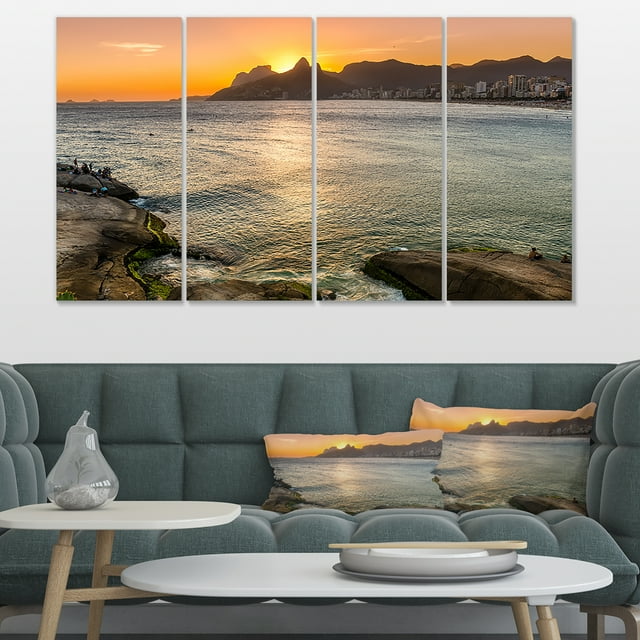 Ipanema in Rio de Janeiro Sunset - Extra Large Seascape Art Canvas