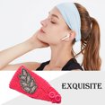 thumbnail image 3 of Crochet Headbands Winter Leaves Pattern with Rhinestones Elastic Head Protector Wide Warm Chunky Hair Accessories for Girls Fushcia, 3 of 7