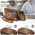 thumbnail image 5 of Phone Case for iPhone 11 6.1 Wallet Cover with Screen Protector and Wrist Strap Lanyard RFID Credit Card Holder Ring Stand Cell Accessories iphone11case iPhone11 i Phone11 11s XI 11R Women Men Brown, 5 of 7