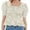 White, variant on Women Ruffle Sleeve Smocked Square Neck Puffy Print White Top, White, X-Large