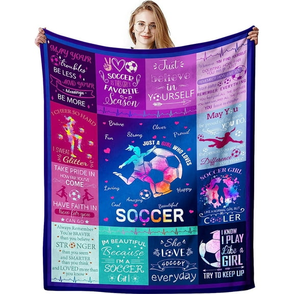 XZYG Soccer Blanket Gifts for Girls Ultra Soft Warm Flannel Throw Blankets Soccer Team Soccer Lover Gifts for Kids Teens Adults(30*40inch)
