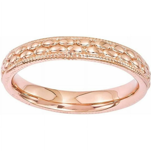 Sterling Silver Rose Gold-plated Patterned Ring