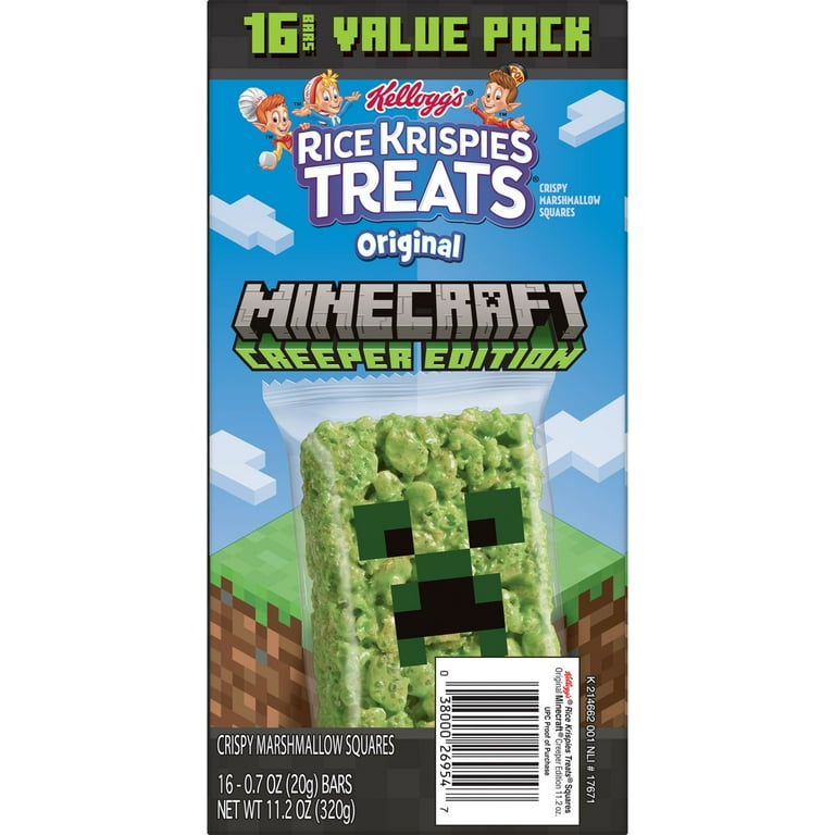 Rice Krispies Treats Minecraft Creeper Edition Original Marshmallow Snack  Bars, 11.2 oz, 16 Count 