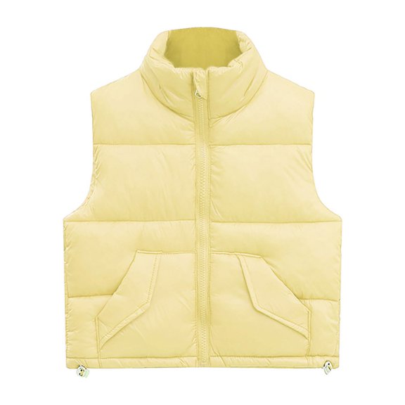 Coerni Toddler Baby Girls Puffer Vest Stand Collar Zip‑Up Quilted Gilet Sleeveless Thick Outerwear Kids Windproof Warm Fall Winter Clothes