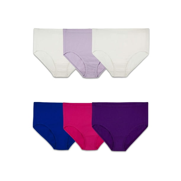 Women's Fruit Of The Loom 6DBCBRP Fit For Me Cotton Mesh Brief Panties - 6  Pack (Assorted 13)