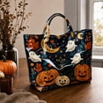 thumbnail image 3 of CHJK Personalized Ghost Print PVC Handbags for Women, Halloween Waterproof Large Capacity Tote Bag for Halloween Party, 3 of 7