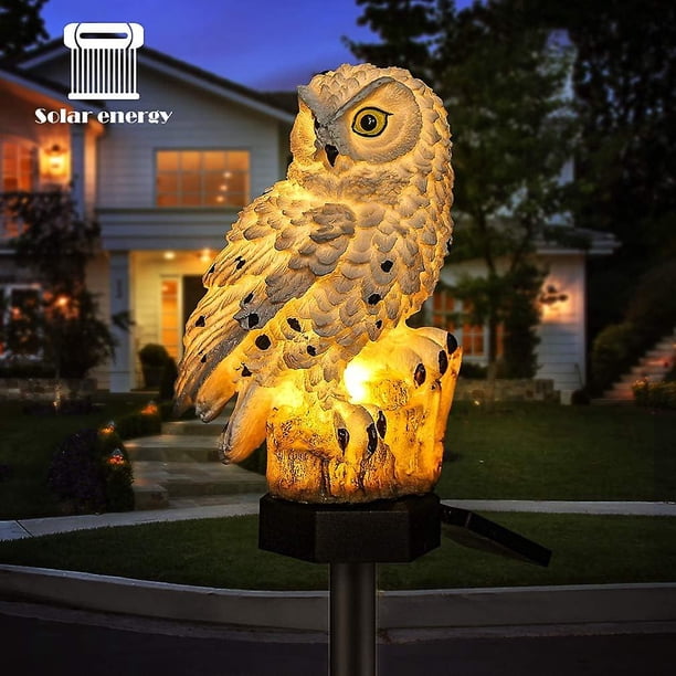 Luz Led Solar para jardín con forma de búho, iluminación exterior impermeable, luz nocturna decorativa para el hogar y el jardín (blanco)