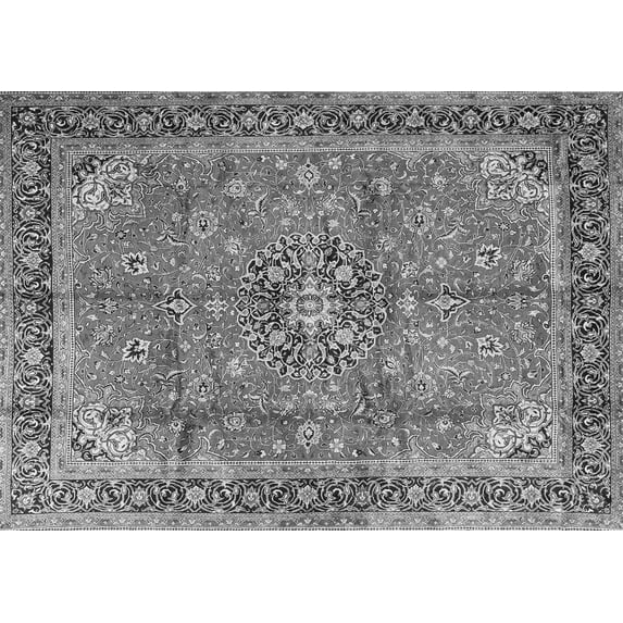 Ahgly Company Indoor Rectangle Medallion Gray Traditional Area Rugs, 6' x 9'