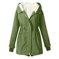 thumbnail image 2 of WEIYLL Womens Fleece Jackets Warm Solid Color Hooded Zipper Pockets Army Green Fall Tops Size 2XL, 2 of 4