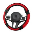 thumbnail image 2 of CxhicLuv Universal Leather Steering Wheel Cover, Non-Slip Grip for 14-15 Inch Wheels, Stylish Red Contrast Design, Comfortable Touch & Safe Driving, Easy Install for Cars & SUVs, 2 of 9