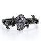 thumbnail image 1 of JeenMata Anillo de Compromiso de 4 Puntas con Diseño Botánico Cuarzo Rutilado con Agujas Negras Talladas en Forma de Pera de 1 Quilate; Baño de Oro Negro de 18 K sobre Plata, 1 of 6