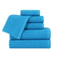 thumbnail image 2 of Superior Soho Ribbed Cotton 6-Piece Assorted Towel Set, Azure, 2 of 9