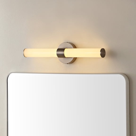 JONATHAN Y Brooks 20.13" 1-Light Industrial Mid-Century Iron Integrated LED Vanity Light, Nickel