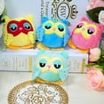 thumbnail image 3 of Owl Key Chain Colorful Exquisite Cartoon Super Soft Stuffed Decorate Washable Sleepy Eyes Owl Plush Doll for Car Decoration, 3 of 8