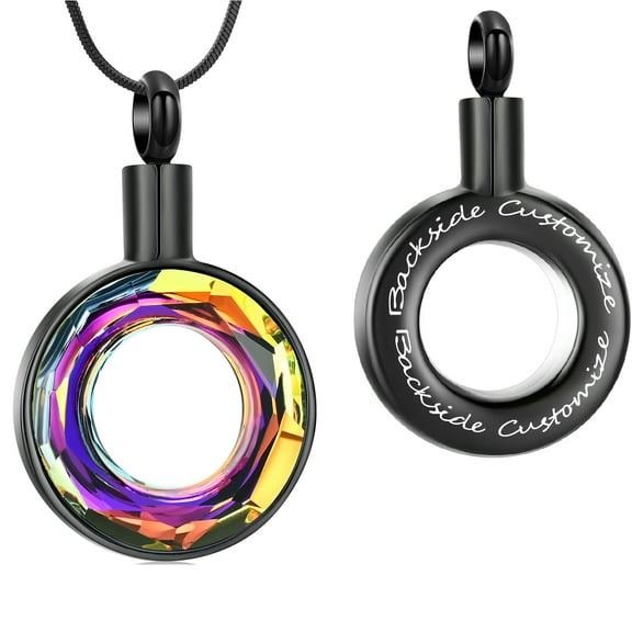 Personalize Circle of Life Necklace for Cremation Ashes Holder Necklace for Ashes of Loved One Pendent for Ashes and Chain Memorial Jewelry