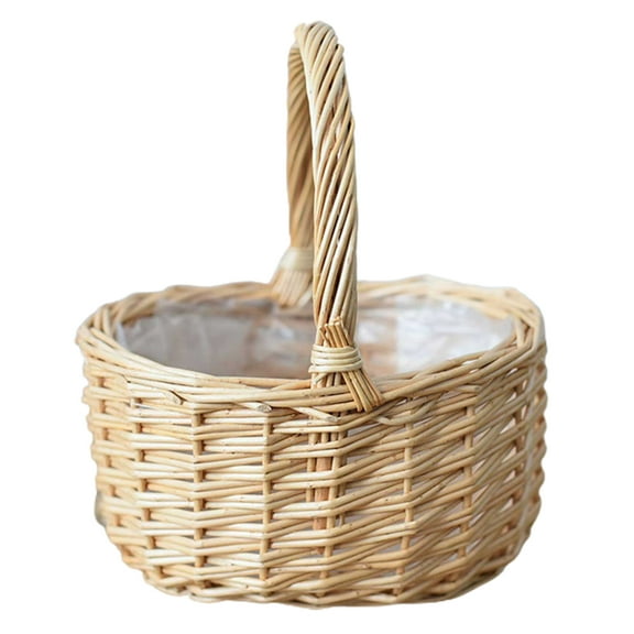 Shenmeida Wicker Rattan Flower Basket, Willow Handwoven Basket with Handle, Candy Basket Wedding Flower Girl Baskets for Home Garden Decor