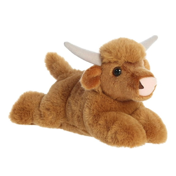 Aurora - Small Brown Mini Flopsie - 8" Highland Cow - Adorable Stuffed Animal