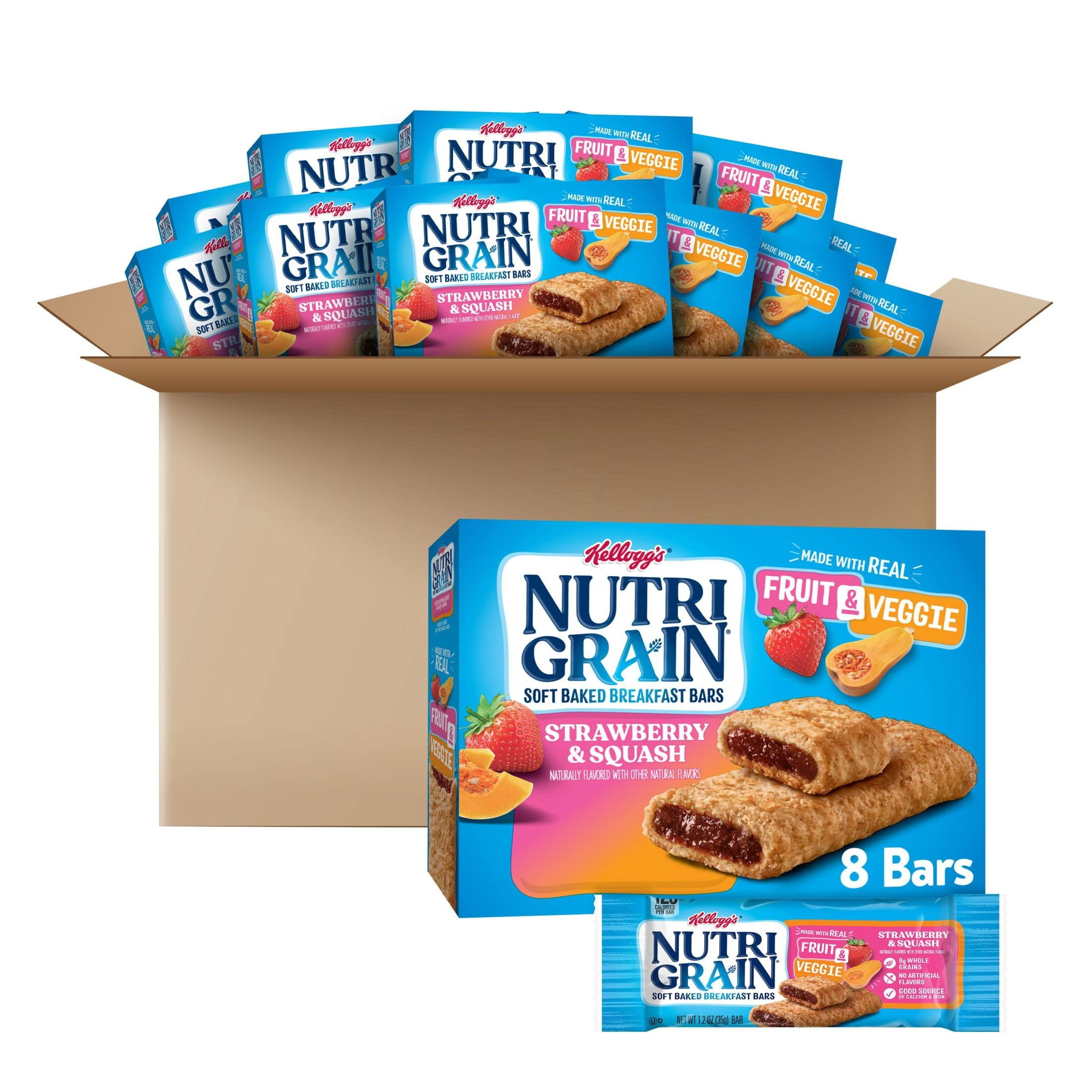 NutriGrain Soft Baked Breakfast Bars, Made with Whole Grains, Kids