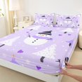 thumbnail image 3 of Manfei Winter Purple Snowman Full Size Sheets, Merry Christmas Bed Sheets, Teens Boys Girls Kids Sheet Sets, Ultra Soft Home Decor, 4pcs, 3 of 7