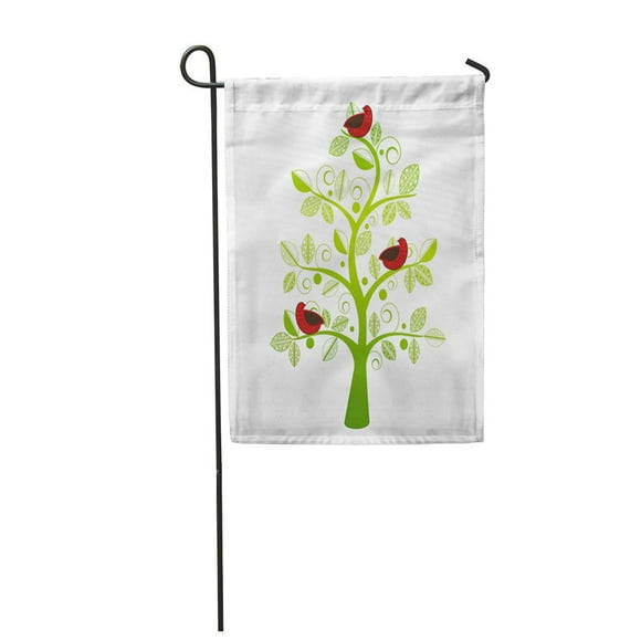 NUDECOR Family Birds in a Tree Partridge Design Dove Whimsical Elements Garden Flag Decorative Flag House Banner 12x18 inch