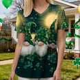 thumbnail image 4 of felwors Plus Size Scrubs for Women Stretch V Neck Pattern Short Sleeve Nurse Tops Cute Animal Print Nursing Top with Pockets (Dark Green, XXXL), 4 of 6