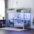 thumbnail image 2 of Zimtown Twin Over Twin Metal Bunk Bed Frame with Desk and Storage Drawers, Space Saving Loft Bed Frame for Bedroom, White, 2 of 10