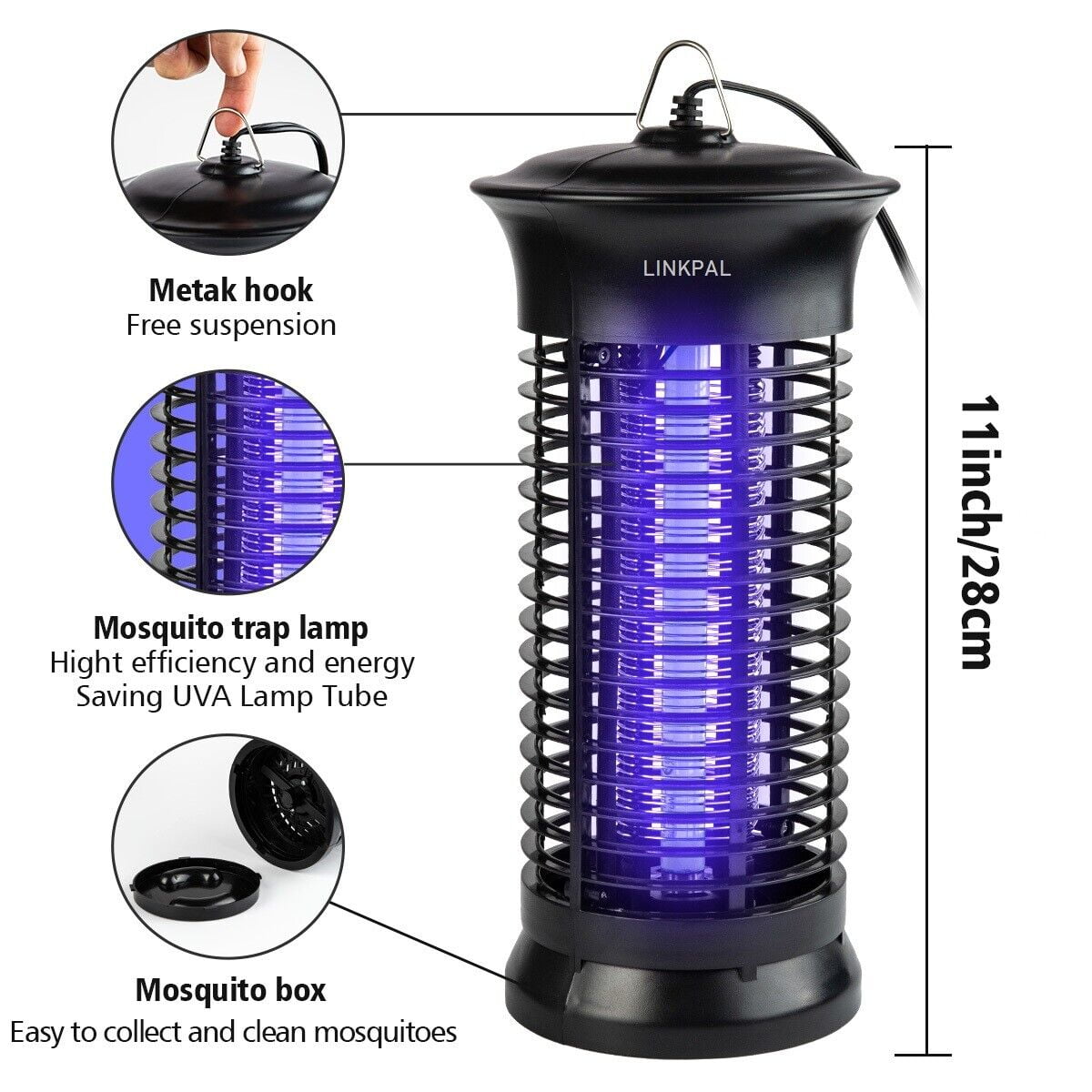 Electric Fly Bug Zapper Mosquito Insect Killer LED Light Trap Pest Control Lamp Black