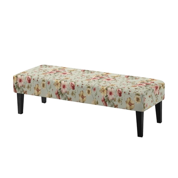 CHAQLIN Floral Anti-Stain Bench Covers, Stain Resistant Polyester Spandex Dining Room Bench Slipcover for Hotel Living Room