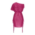 thumbnail image 4 of ZHYou Womens One Shoulder Sequin Cocktail Dresses Glittery Shimmering Elegant Party Dress Ruched Waist Knot Detail Bodycon Fit,Hot Pink,M, 4 of 6