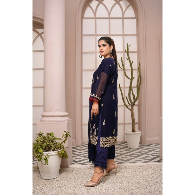 Pakistani Dresses for Women Party Wear - Indian Salwar Kameez Suit,  Wedding-Ready Chiffon Embroidered 3-Piece Outfit - Walmart.com