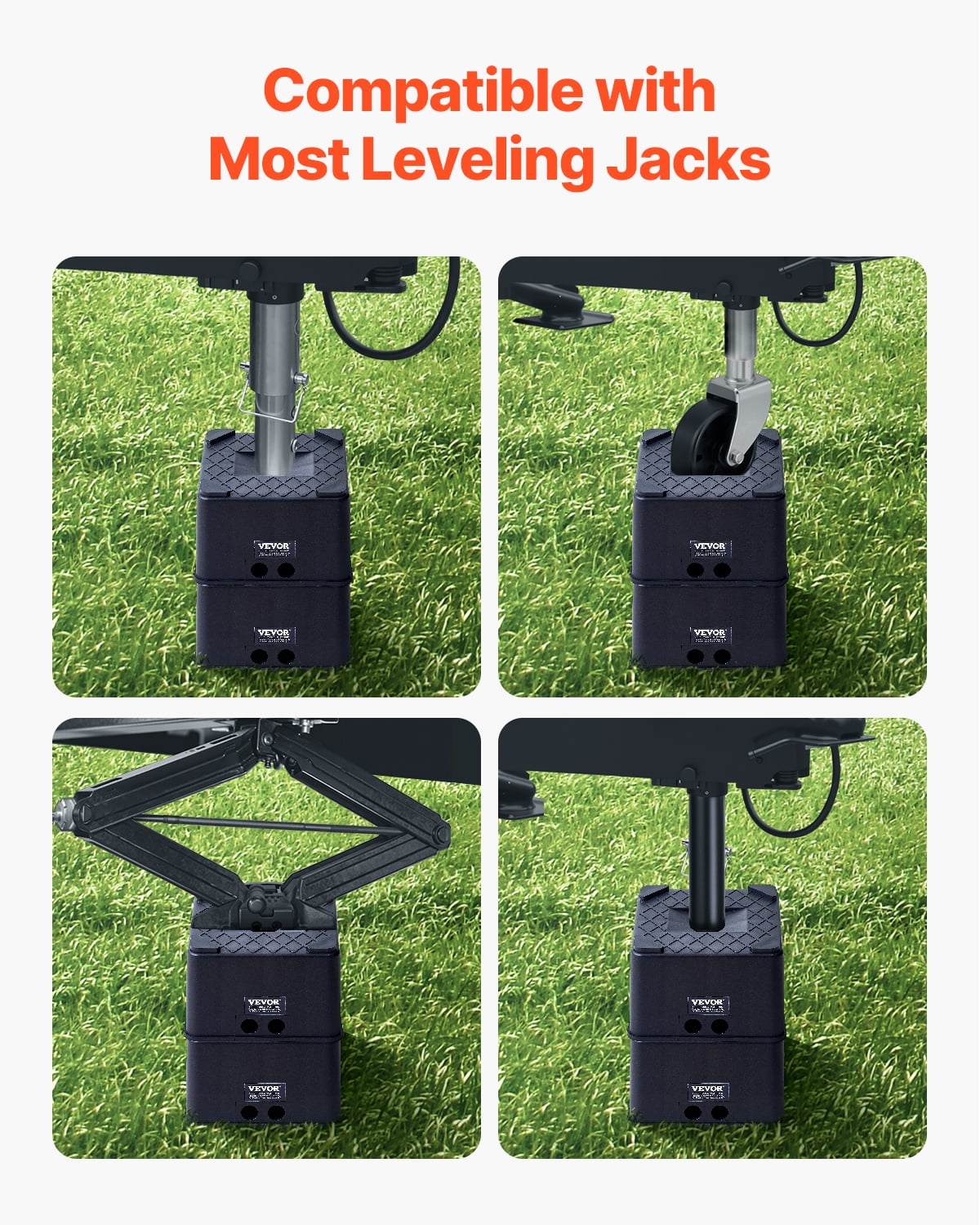 VEVOR Trailer Jack Blocks, 6" High Heavy Duty RV Leveling Blocks, Each with 6000 lbs Capacity, as RV Jack Stand, Stool, Camper Accessories, for Travel Trailers, 5th Wheels Class A/C Motorhomes