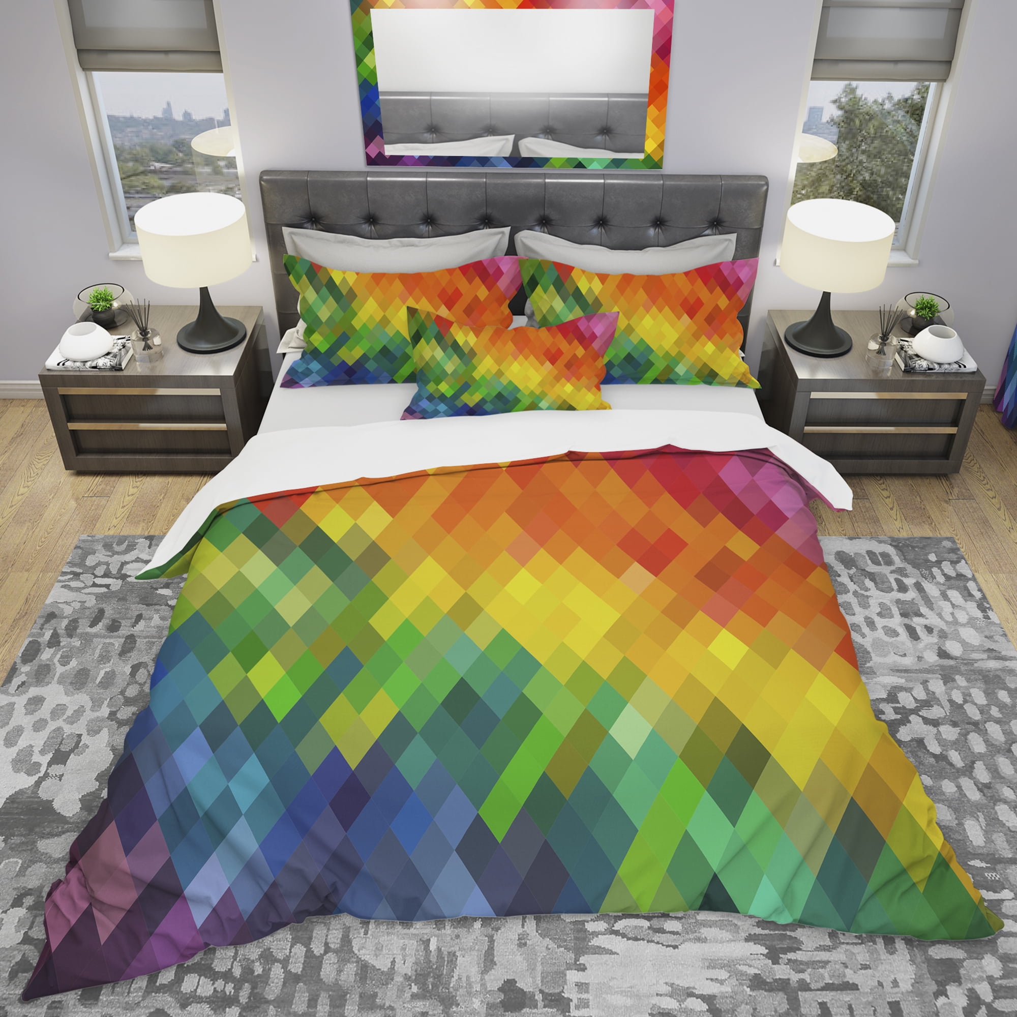 Designart 'Colorful Rhombus Pattern' Modern Duvet Cover Set