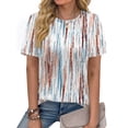 thumbnail image 3 of Fantaslook Womens Summer Tops Dressy Casual Short Sleeve Shirts Crew Neck Tunic Floral Blouses, 3 of 9