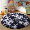 thumbnail image 2 of SARAG Soft Fluffy Round Area Rugs for Bedroom Kids Room Plush Shaggy Nursery Rug Furry Throw Carpets for Boys Girls, College Dorm, 6x6ft Tie-dye Black and White, 2 of 8