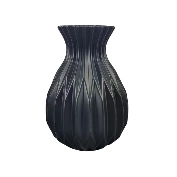 Nordic Style Plastic Flower Vase Unbreakable Imitation Ceramic Decorative Hydroponic Vase for Modern Home Living Room and Office Decor Black