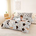 thumbnail image 3 of Homewish Kawaii Dachshund Duvet Cover Queen,Dog Paws Queen Bedding,Cream,Woof Print Decor,Light Gray Reversible,3-Piece,1 Duvet Cover and 2 Pillowcases, 3 of 6