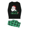 thumbnail image 4 of Elippeo Christmas Family Pajamas Matching Set Santa Claus Print Long Sleeve Tops and Green Plaid Pants Sleepwear, 4 of 10