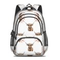 thumbnail image 2 of Highland Cow and Flower Print Backpack for School, Cute School Bag with Adjustable Shoulder Straps and Padded Back, 16.9"x12.6"x5.9", 2 of 5