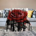 thumbnail image 2 of Chilfamy Red Rose Black and White Flowers Poster Art Super Soft Flannel Blanket for All Seasons, Lightweight Long-Lasting Blanket for Bed Sofa Living Room Decor 40x50in, 2 of 6