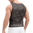 thumbnail image 3 of USNSM Men's Fashion Sequin Tank Top Sparkly Metallic Sleeveless Crew Neck T Shirt Trendy Party Cropped Top for Men Black XXL, 3 of 7