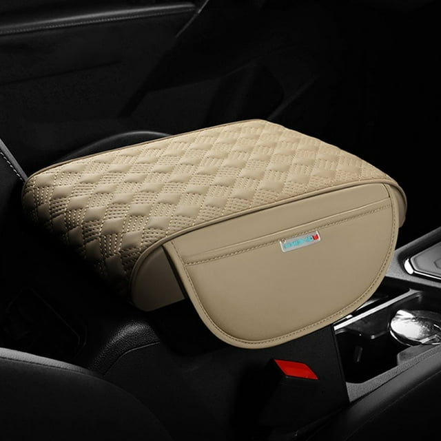 HLONK Car Center Console Cover Pad Leather Auto Armrest Cover Car Armrest Box With Added Storage Bag Personalized Classic Elbow Pad Cushion Pads For SUV Truck