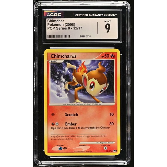 Collectible Graded 2008 Pokemon Pop Series 8 Chimchar 12/17 CGC 9 #12/17 English Trading Card