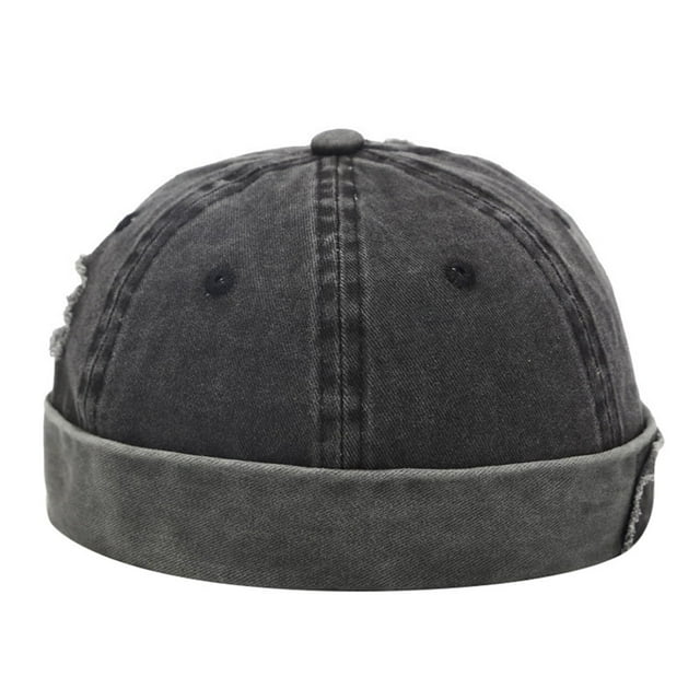Chapeau Sans Bord en Coton pour Hommes, Casquette Décontractée, Manchette Roulée, Bonnet Rétro Ajustable