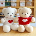 thumbnail image 5 of Valentine's Day Gift White Plush Teddy Bear Stuffed Animals Toys Dolls with Blue Heart Sweater Gifts for Women 12in, 5 of 5