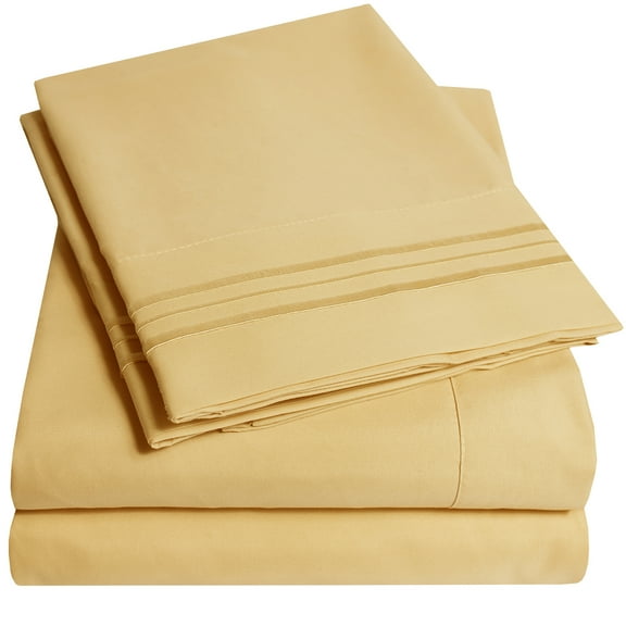 1800 Series 4 Piece Deep Pocket Bedroom Bed Sheet Set Full - Camel