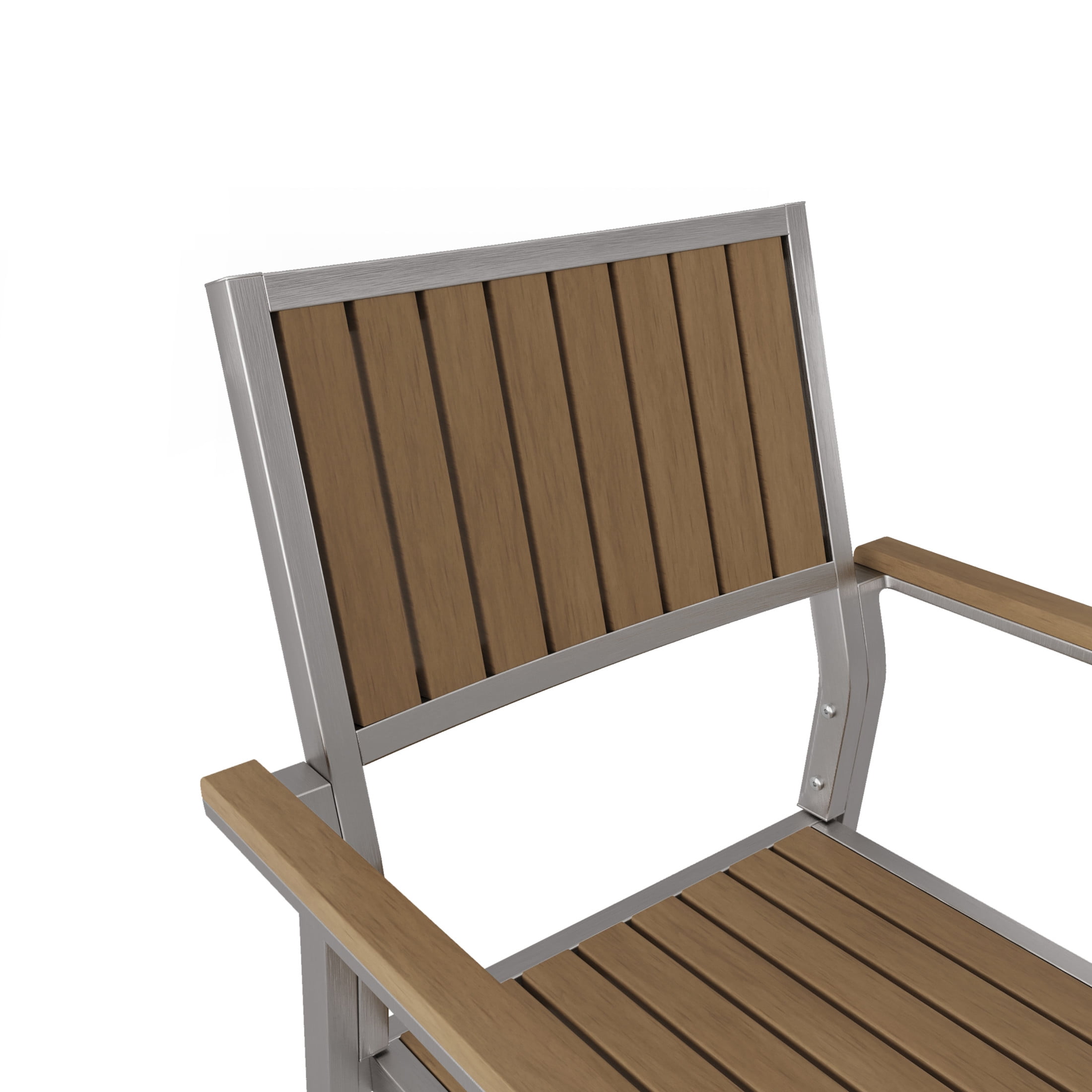 Modern Outdoor Dining Chairs with Faux Wood and Aluminum Frame, Set of 2