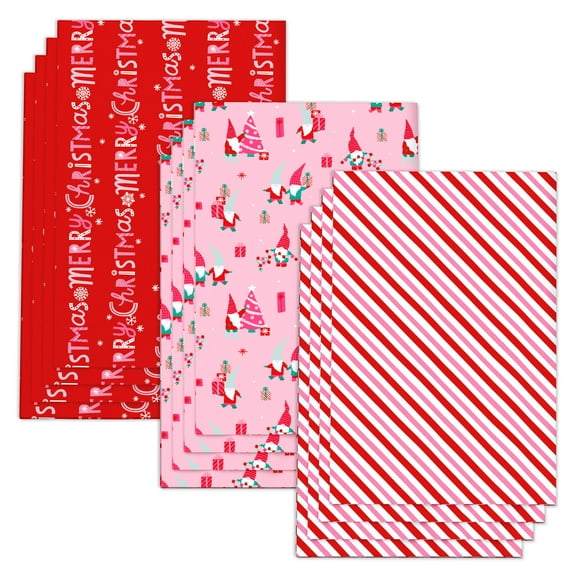 American Greetings Flat Christmas Wrapping Paper, Pink (12-Sheets)