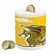 thumbnail image 1 of Dragon Piggy Bank, Knight Shield in Steel Armour Against Wings Cartoon Middle Ages Design, Ceramic Coin Bank Money Box for Cash Saving, 3.6" X 3.2", Yellow, by Ambesonne, 1 of 4