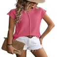 thumbnail image 2 of Womens Cap Sleeve Tops 2025 Tank Top Loose Knit Sweater Vests Cute Shirts Outfits Spring Fall Summer Tops Pink XL, 2 of 6