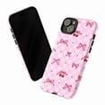thumbnail image 3 of Girly Pink iPhone Case, Cute Bows, Hearts, and Cherry Pattern, Soft Kawaii Pastel Aesthetic Cover for iPhone 16 15 14 13 12 11 Plus Pro Max Mini, 3 of 6